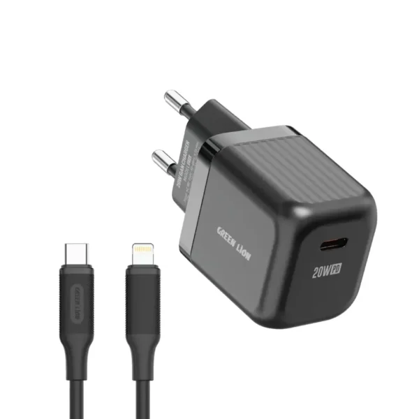 Green Lion Ultra Compact GaN Wall Charger PD 20W  (Type-C to Type-C / Type-C to Lightning)