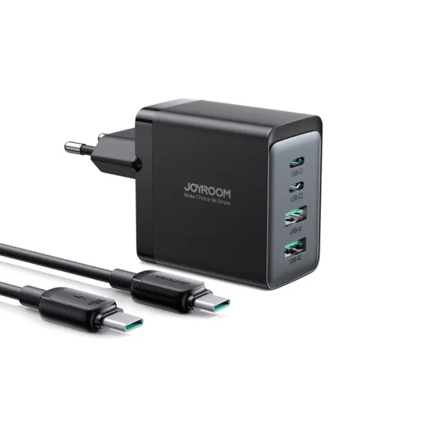 Joyroom 67W (2 Type-C 2 Type-A) Fast Charger +100W (Type-C to Type-C) Cable 1.2m (EU) - TCG02